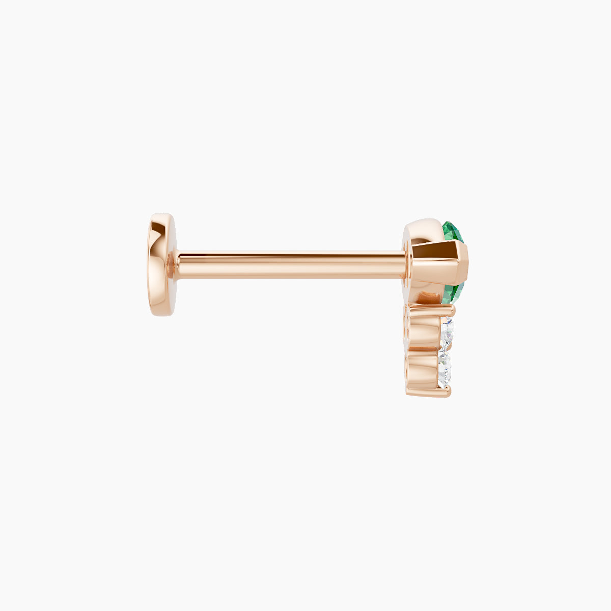 Oya | 18k Rose Gold 8 mm 7 mm Emerald & Diamond Piercing