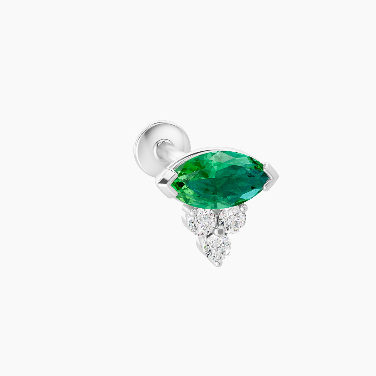 Oya | 18k White Gold 8 mm 7 mm Emerald & Diamond Piercing
