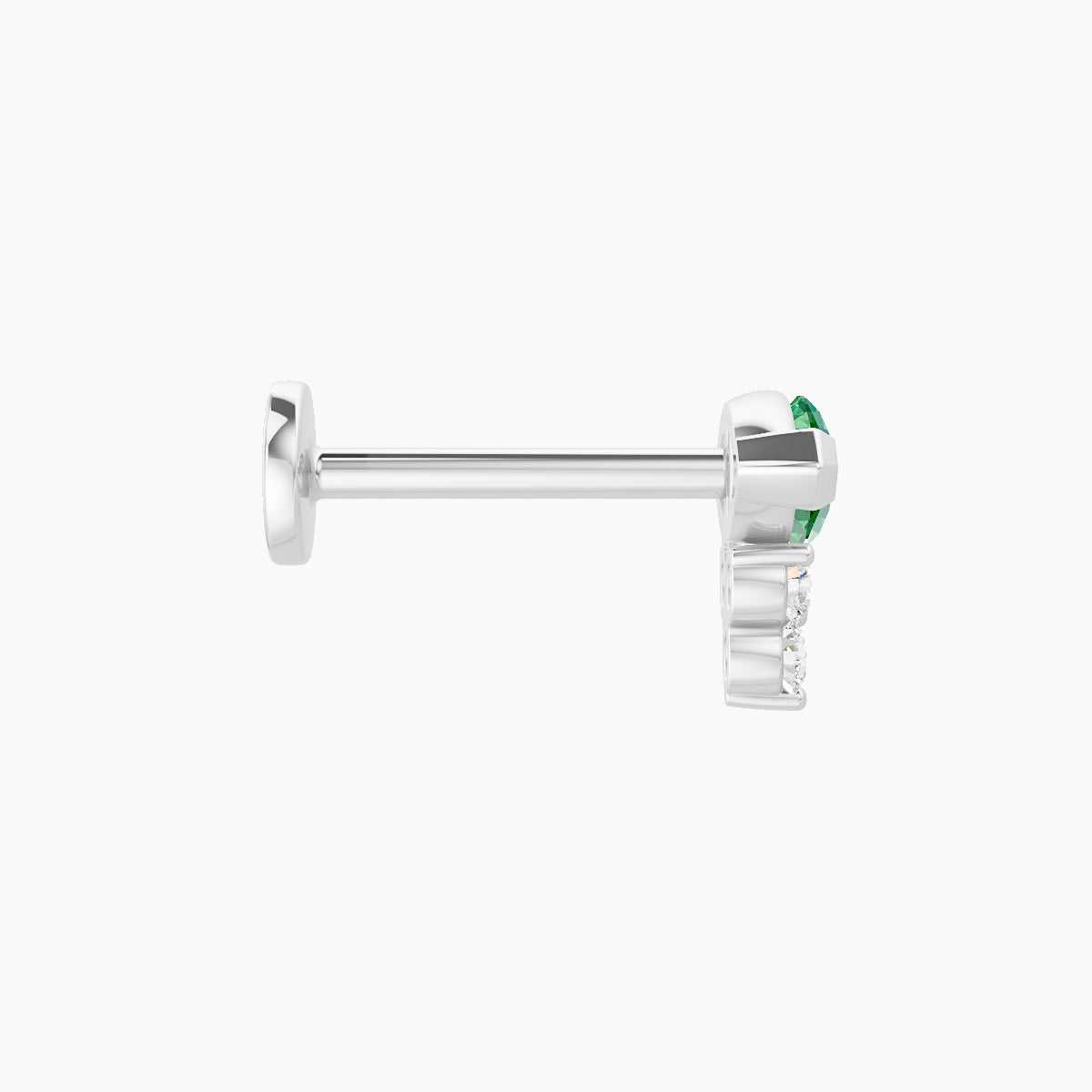 Oya | 18k White Gold 8 mm 7 mm Emerald & Diamond Piercing