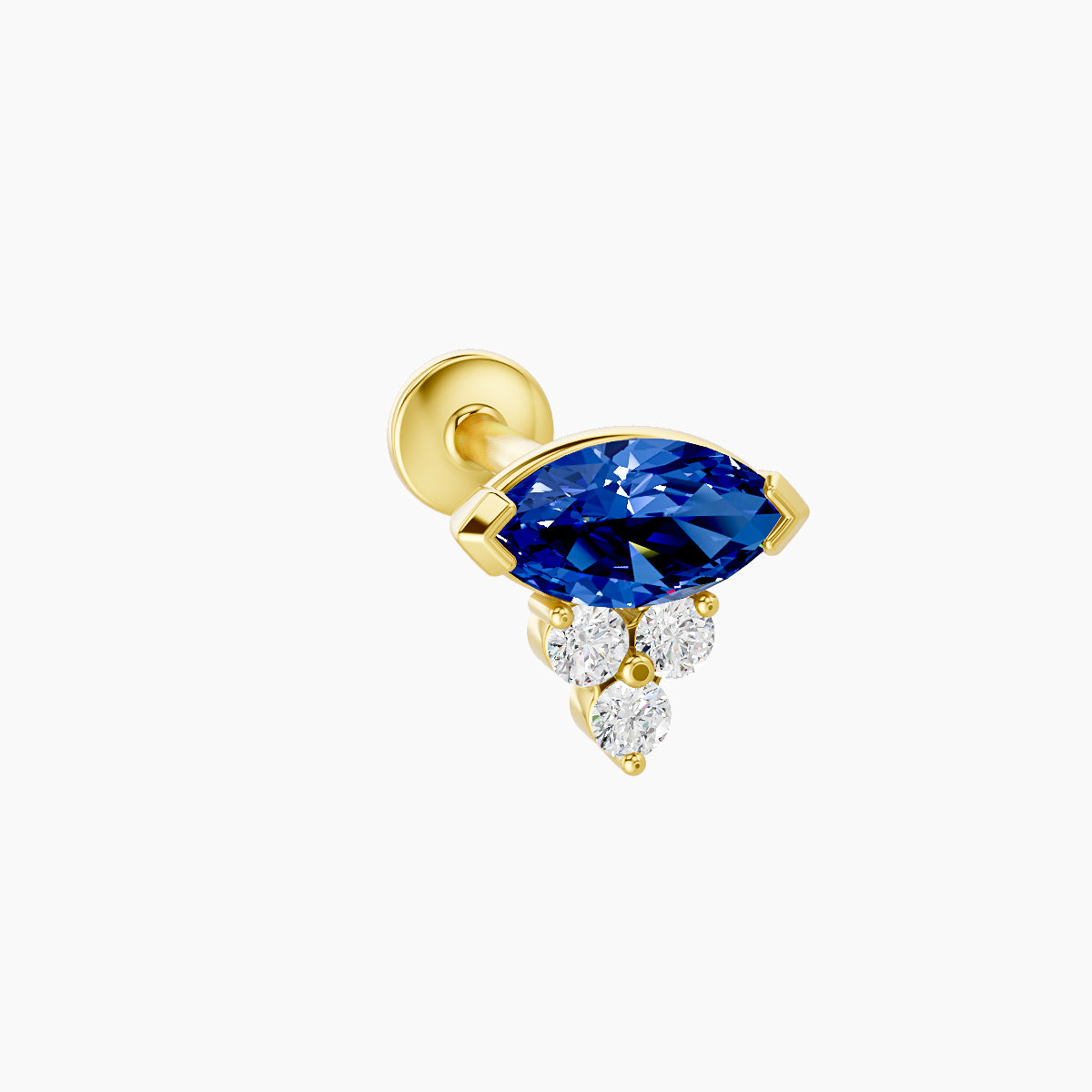 Oya | 18k Yellow Gold 8 mm 7 mm Sapphire & Diamond Piercing