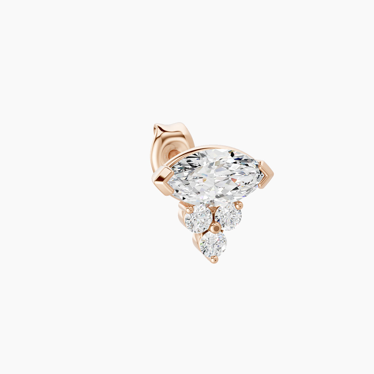 Oya | 18k Rose Gold 7 mm Diamond Earring