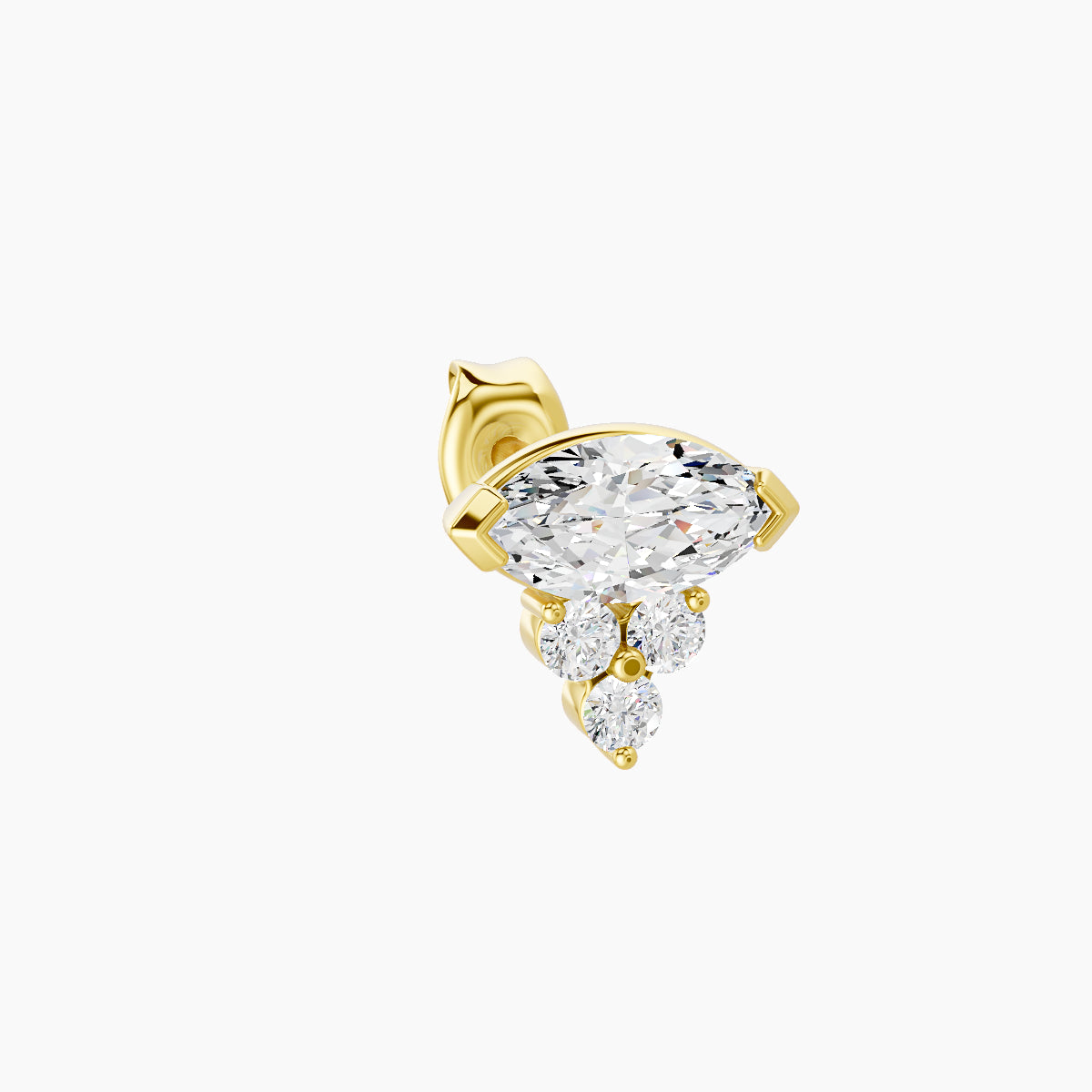Oya | 18k Yellow Gold 7 mm Diamond Earring