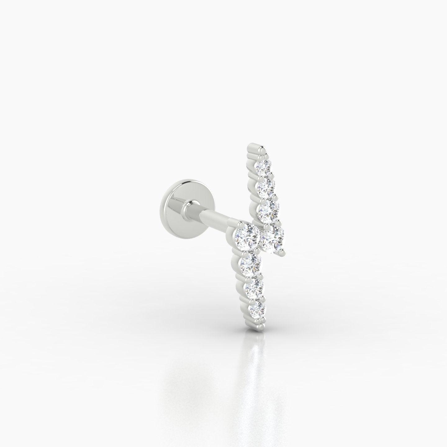 Phoebe | 18k White Gold 11.5 mm 6.5 mm Lightning Bolt Diamond Piercing