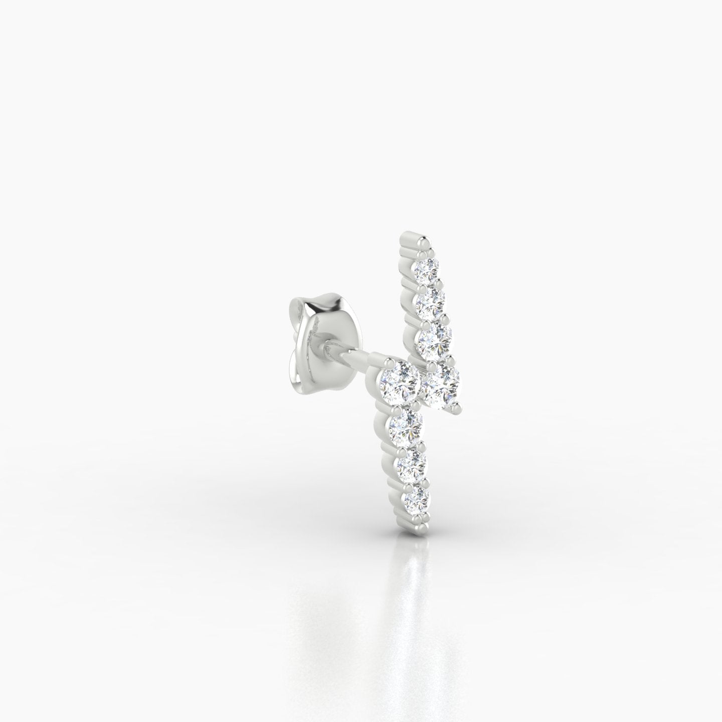 Phoebe | 18k White Gold 11.5 mm Lightning Bolt Diamond Earring