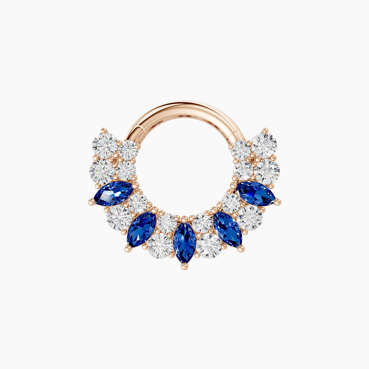 Reina | 18k Rose Gold 6.5 mm Sapphire & Diamond Daith Piercing