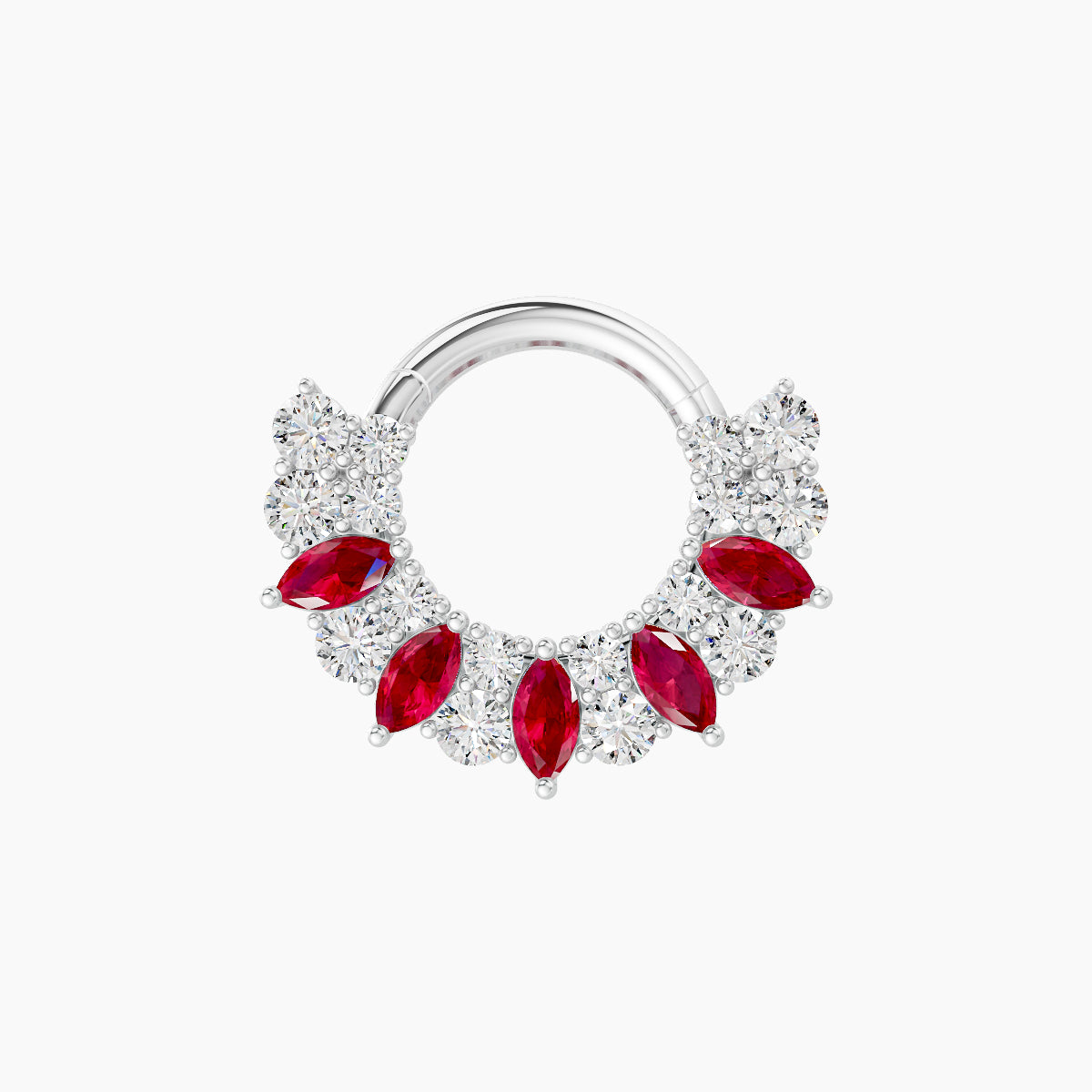 Reina | 18k White Gold 6.5 mm Ruby & Diamond Daith Piercing