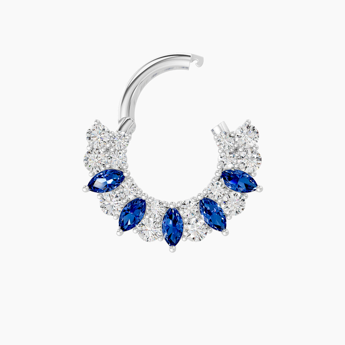 Reina | 18k White Gold 6.5 mm Sapphire & Diamond Daith Piercing