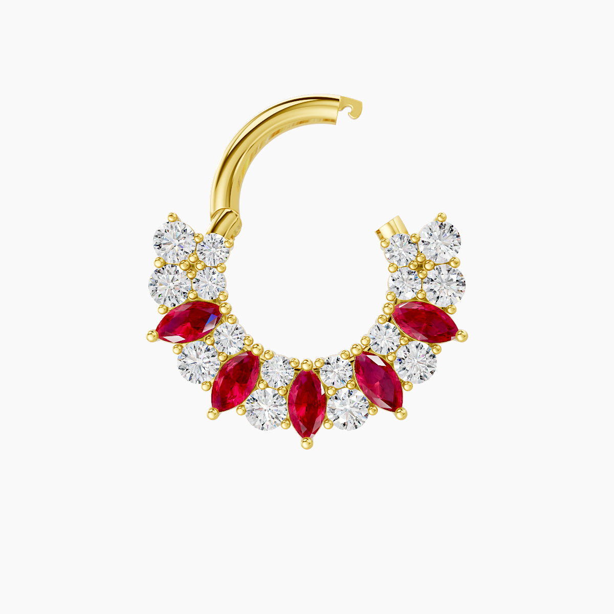 Reina | 18k Yellow Gold 6.5 mm Ruby & Diamond Daith Piercing