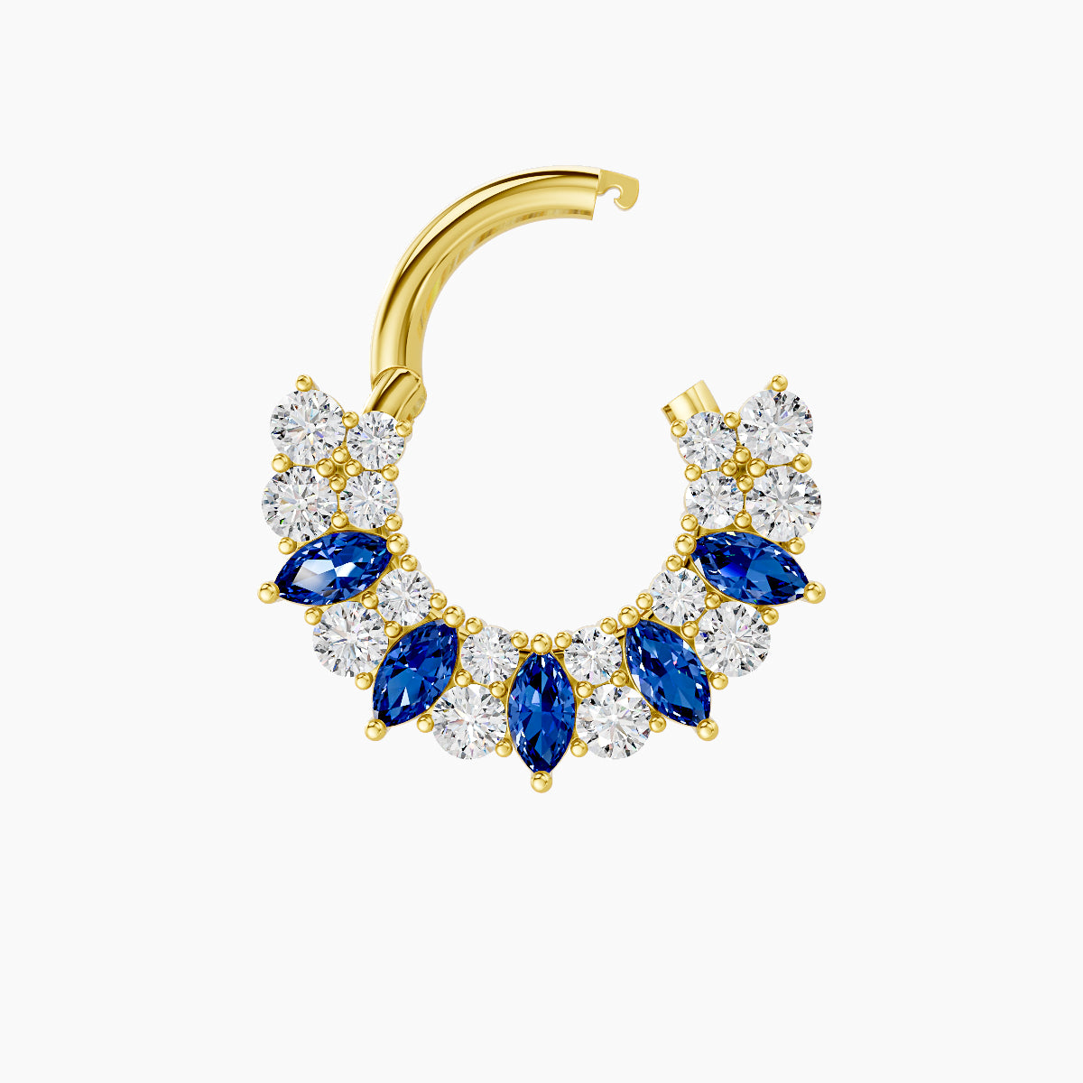 Reina | 18k Yellow Gold 6.5 mm Sapphire & Diamond Daith Piercing