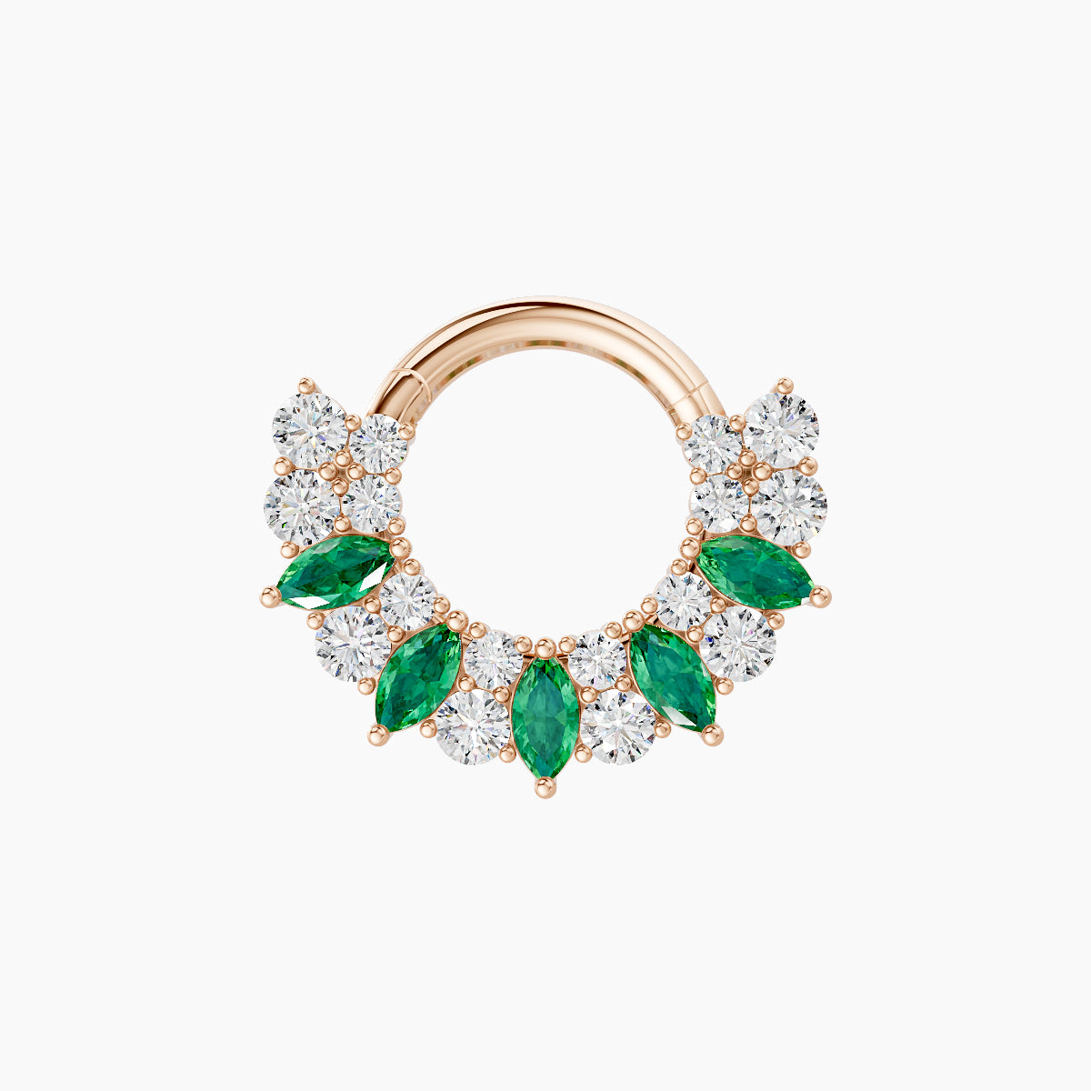 Reina | 18k Rose Gold 6.5 mm Emerald & Diamond Septum Piercing