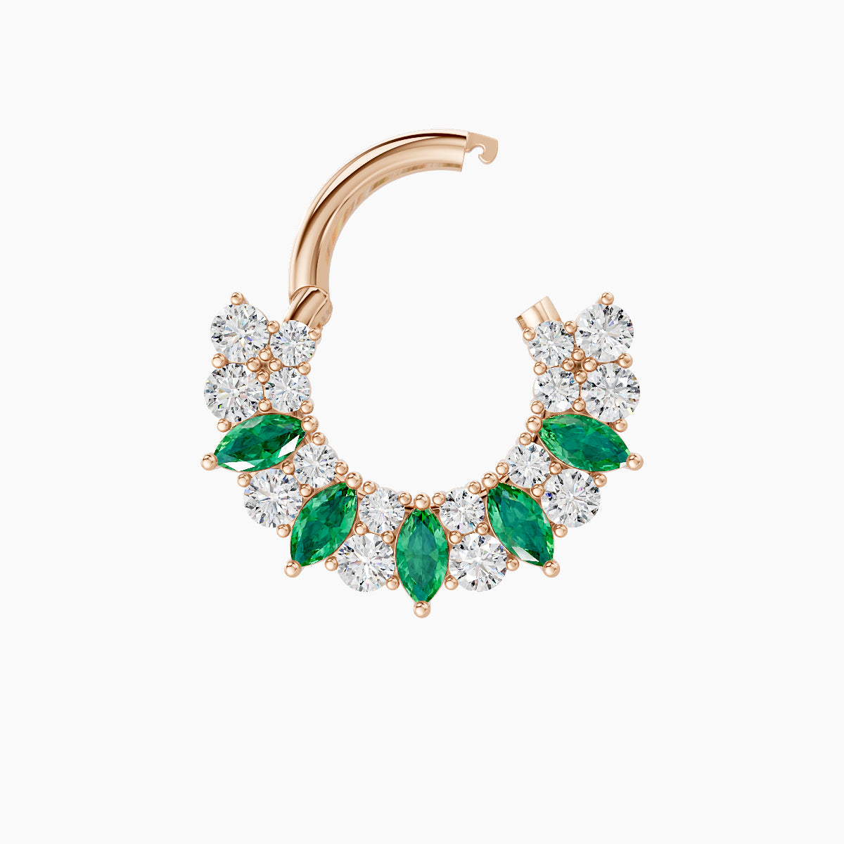 Reina | 18k Rose Gold 6.5 mm Emerald & Diamond Septum Piercing