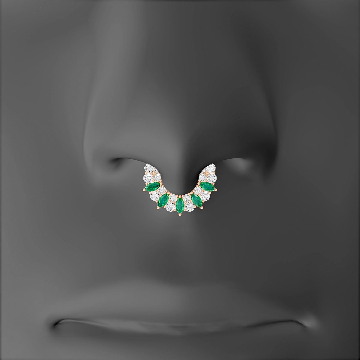 Reina | 18k Rose Gold 6.5 mm Emerald & Diamond Septum Piercing