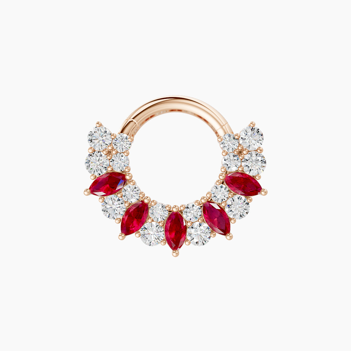 Reina | 18k Rose Gold 6.5 mm Ruby & Diamond Septum Piercing
