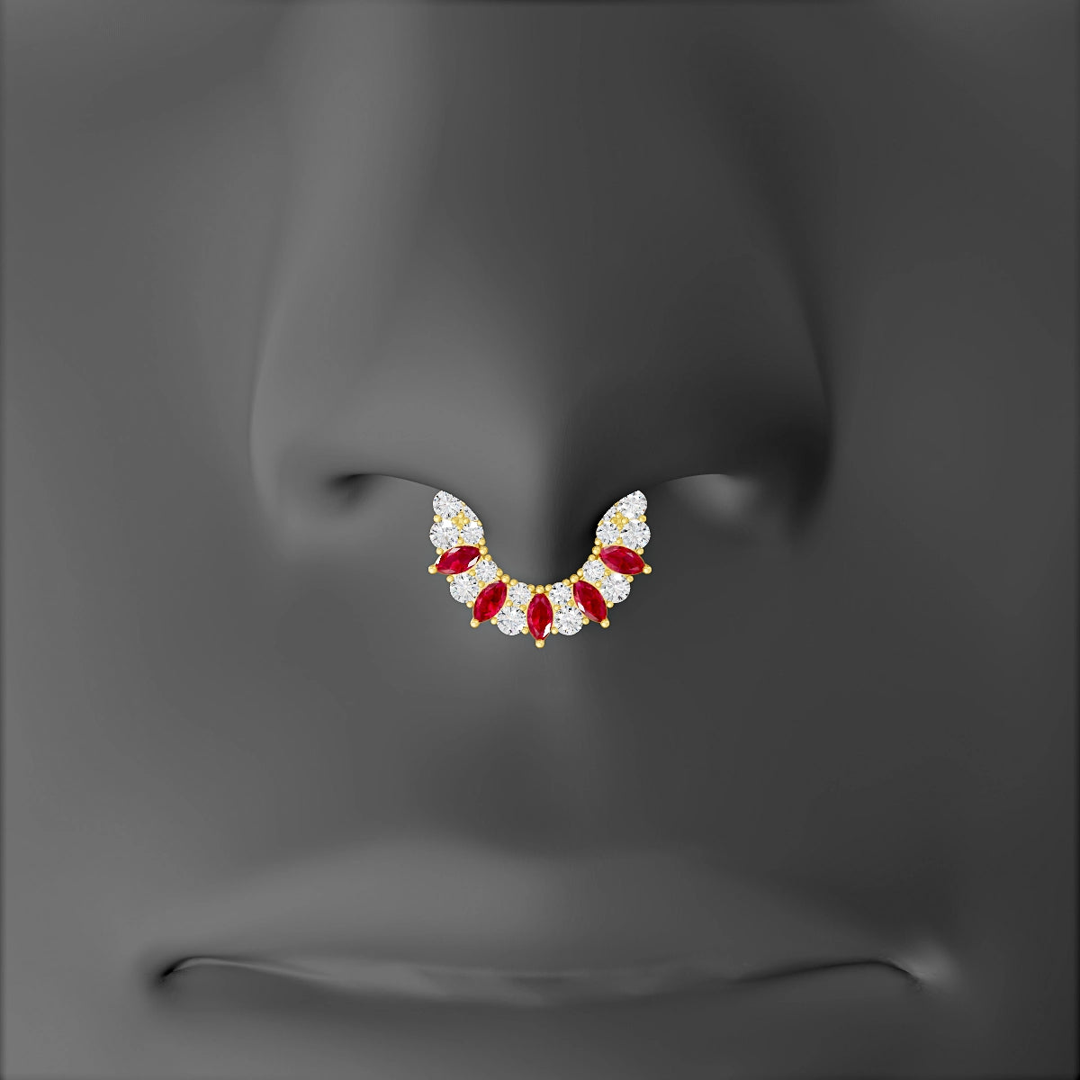 Reina | 18k Yellow Gold 6.5 mm Ruby & Diamond Septum Piercing