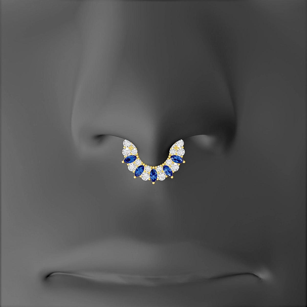 Reina | 18k Yellow Gold 6.5 mm Sapphire & Diamond Septum Piercing