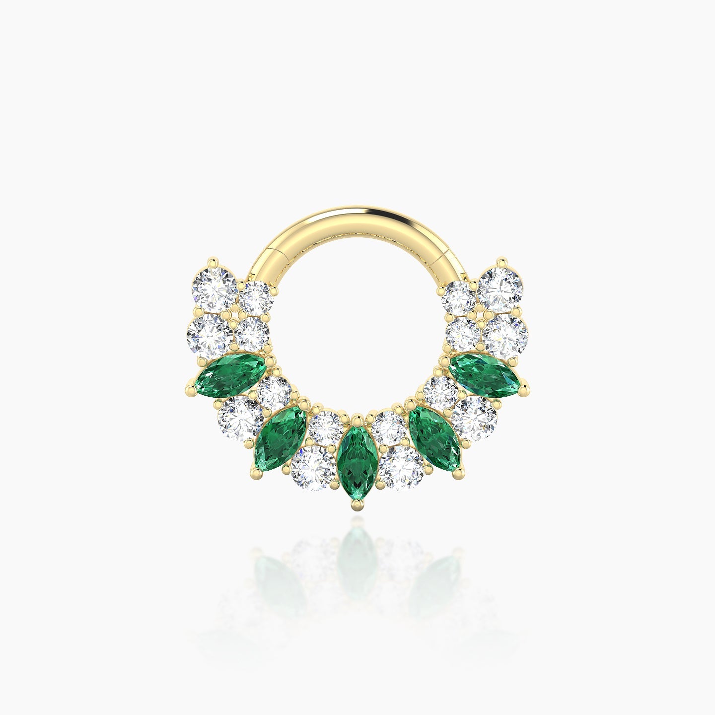 Reina | 18k Yellow Gold 6.5 mm Emerald & Diamond Septum Piercing