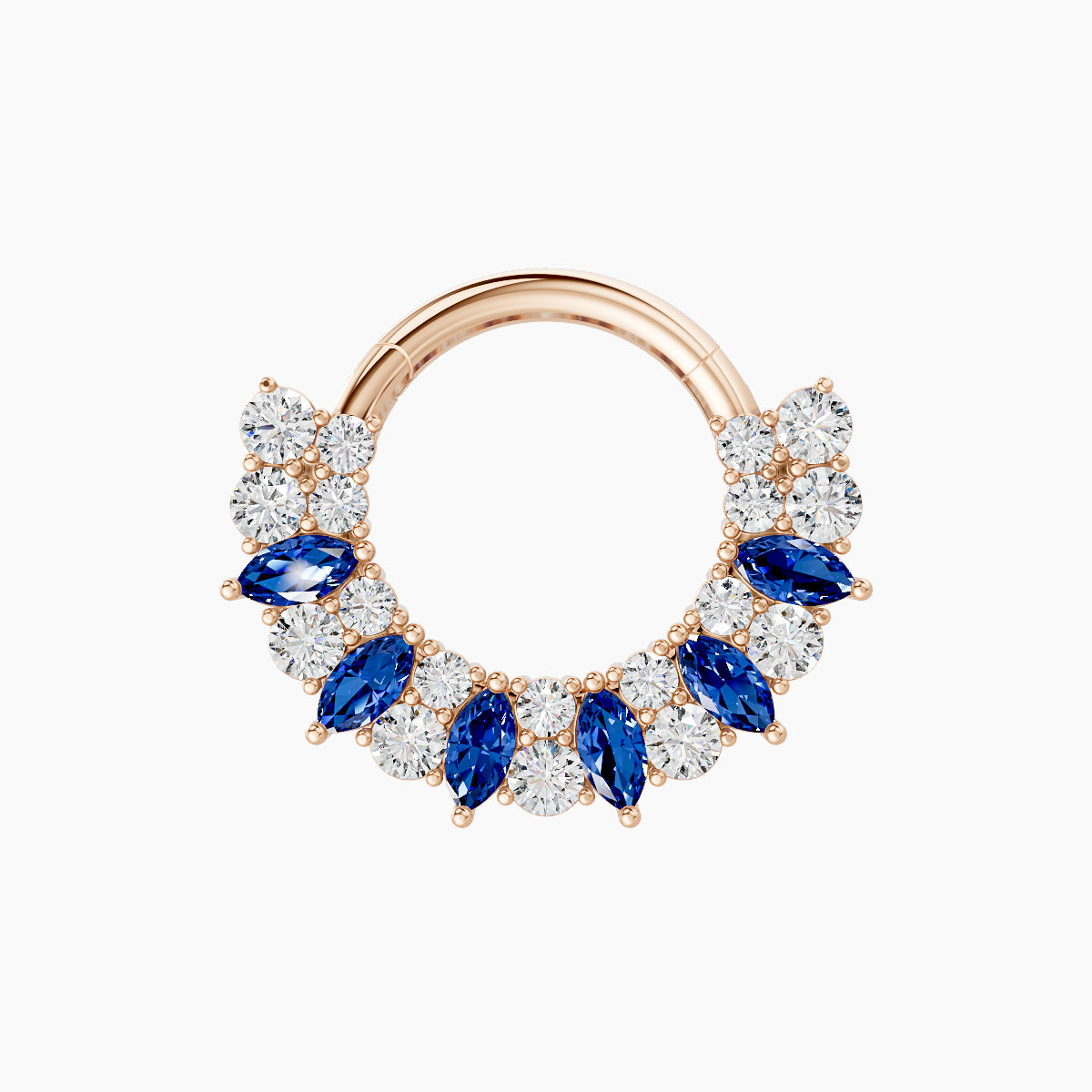 Reina | 18k Rose Gold 8 mm Sapphire & Diamond Daith Piercing