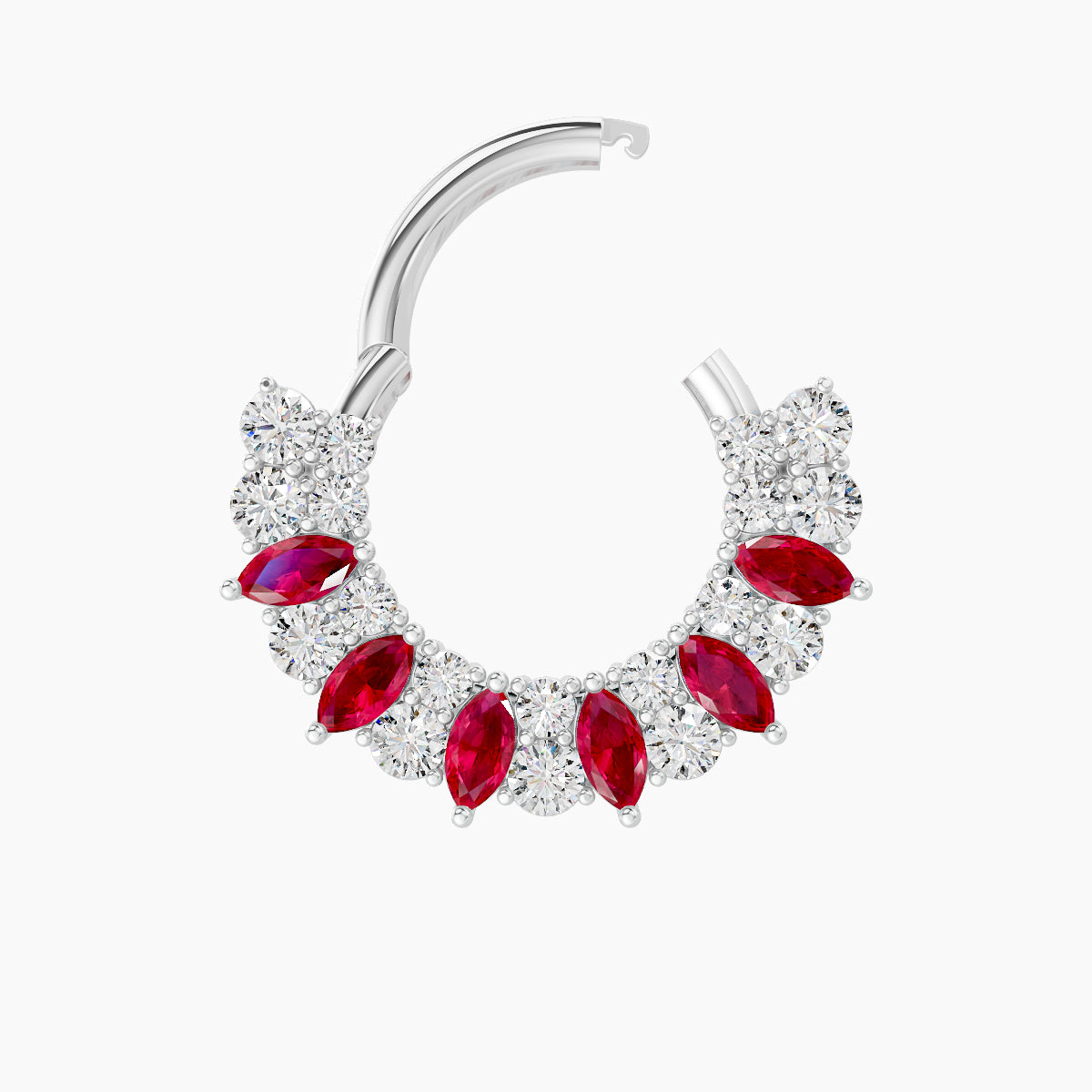 Reina | 18k White Gold 8 mm Ruby & Diamond Daith Piercing