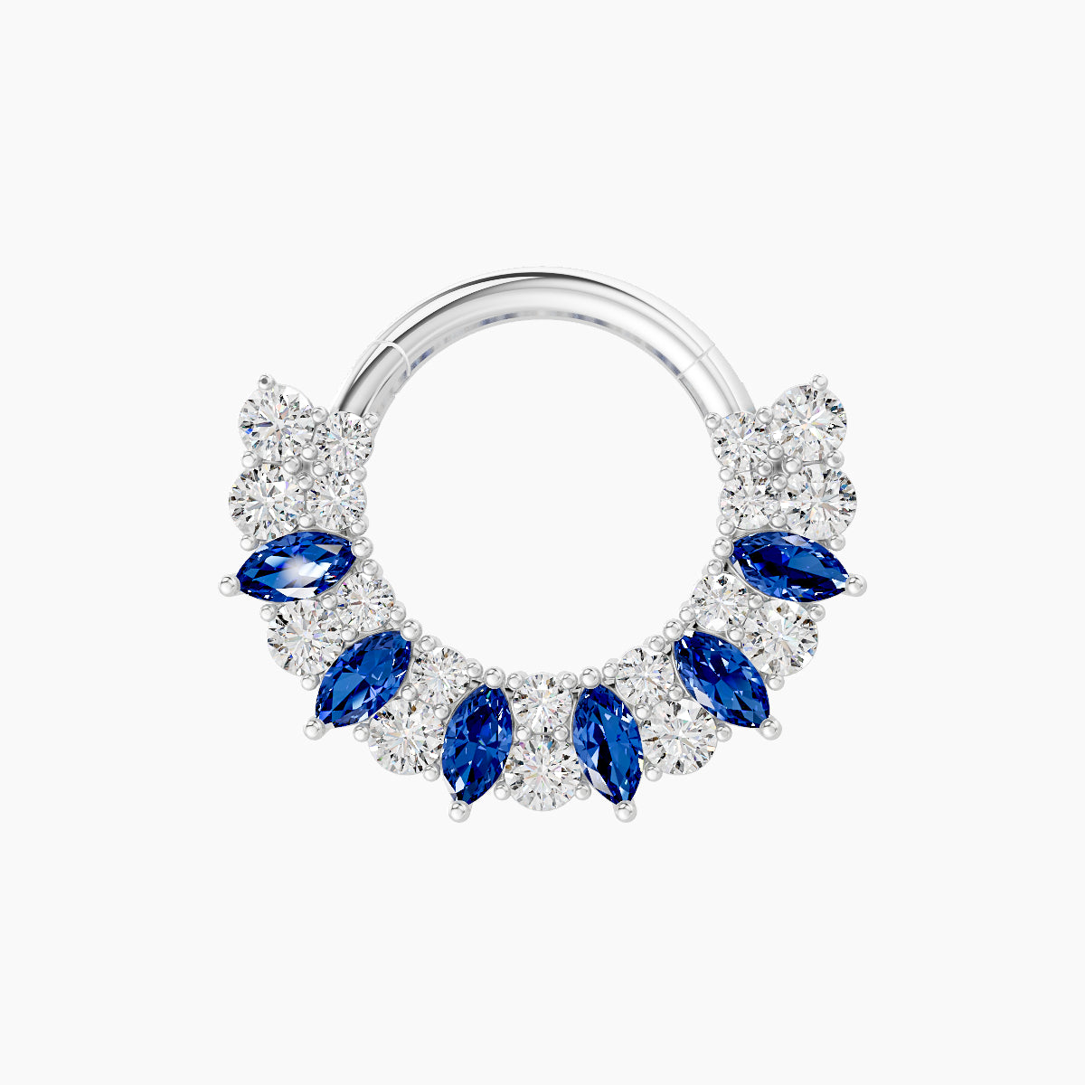 Reina | 18k White Gold 8 mm Sapphire & Diamond Daith Piercing