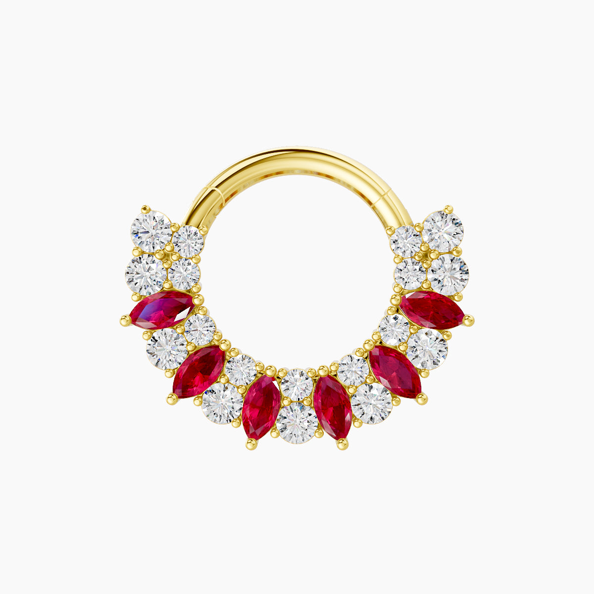 Reina | 18k Yellow Gold 8 mm Ruby & Diamond Daith Piercing