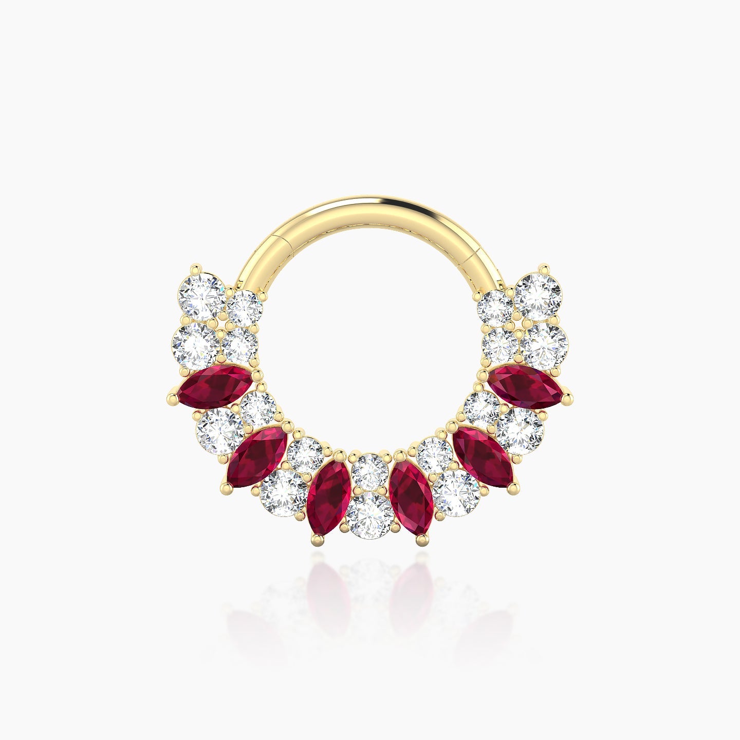 Reina | 18k Yellow Gold 8 mm Ruby & Diamond Daith Piercing