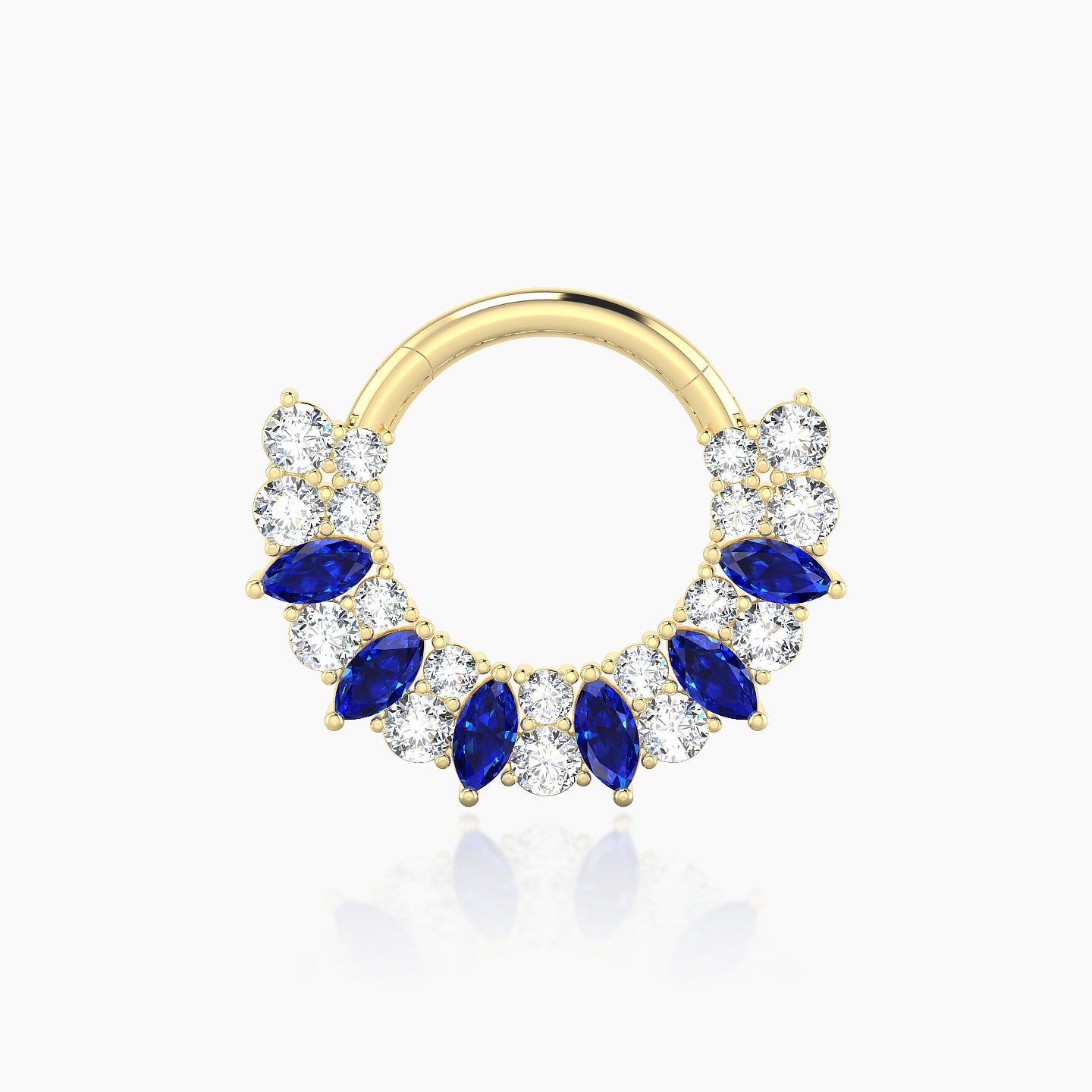 Reina | 18k Yellow Gold 8 mm Sapphire & Diamond Daith Piercing