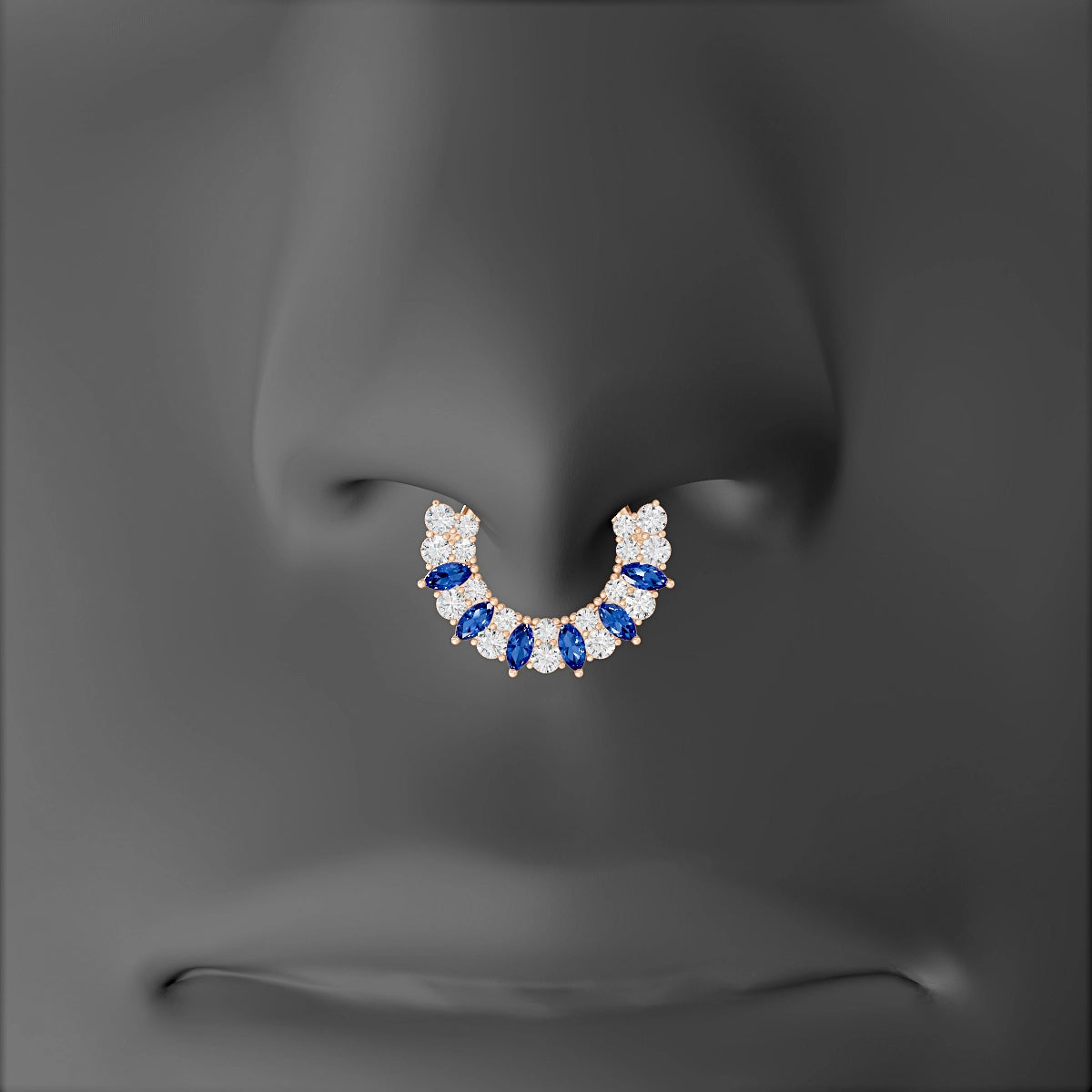 Reina | 18k Rose Gold 8 mm Sapphire & Diamond Septum Piercing