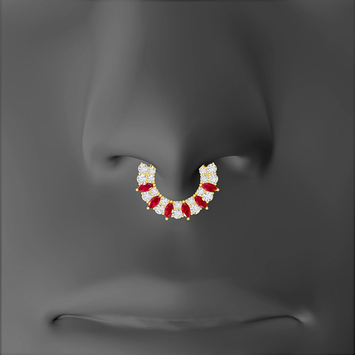 Reina | 18k Yellow Gold 8 mm Ruby & Diamond Septum Piercing