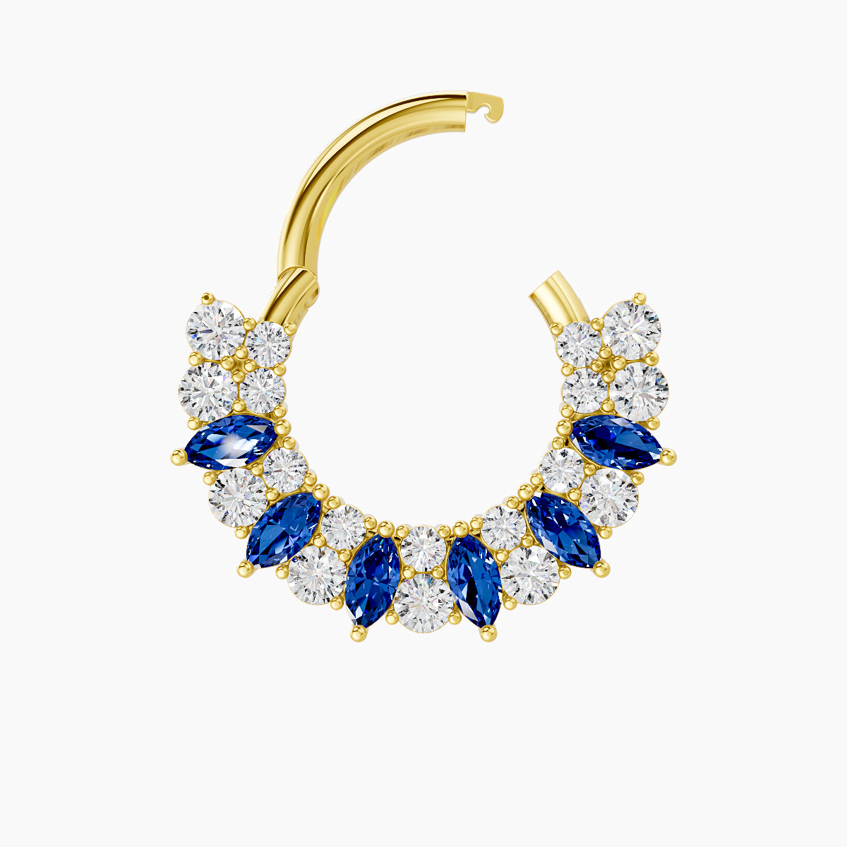 Reina | 18k Yellow Gold 8 mm Sapphire & Diamond Septum Piercing