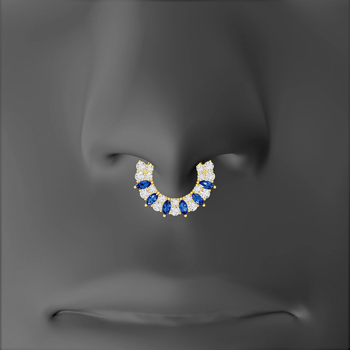 Reina | 18k Yellow Gold 8 mm Sapphire & Diamond Septum Piercing