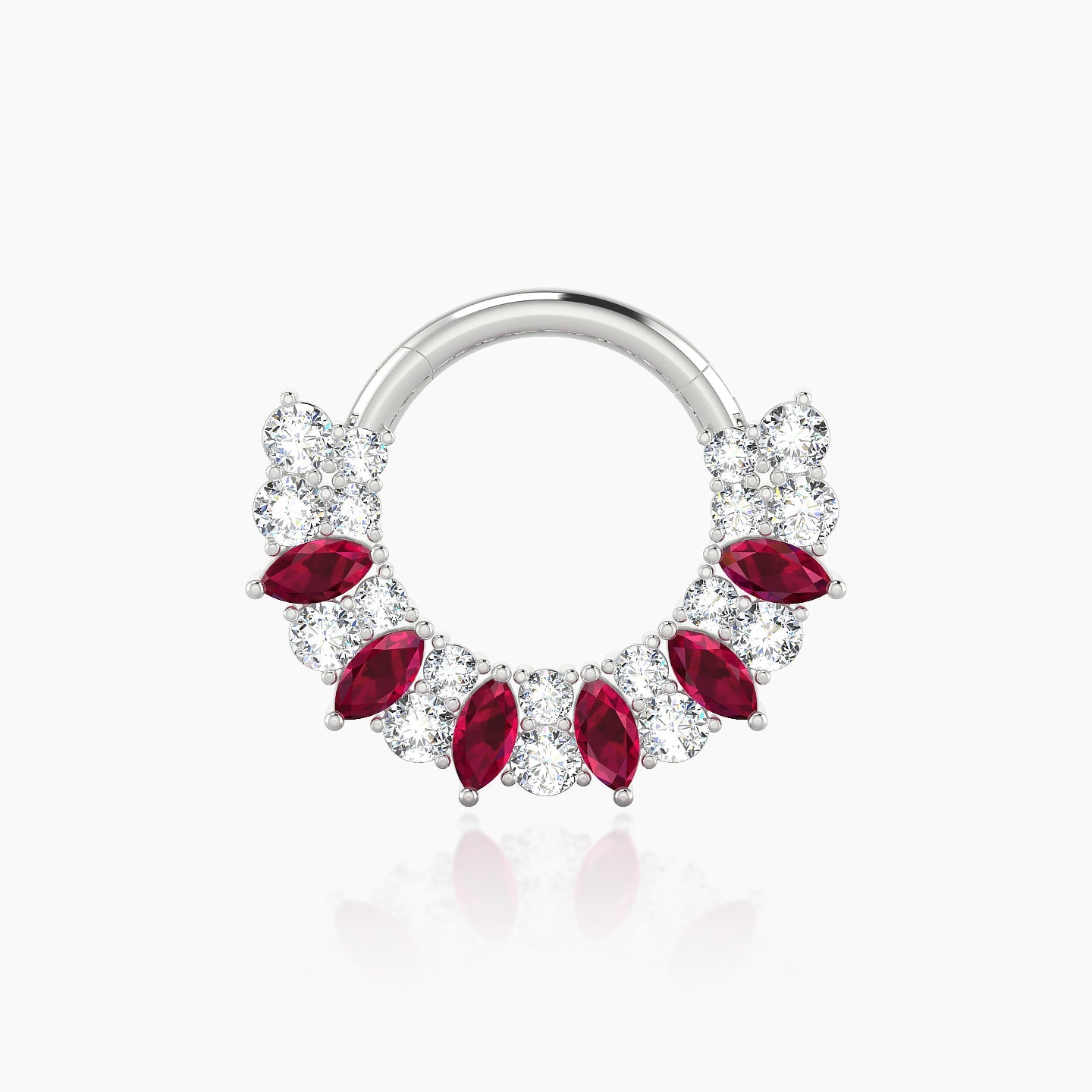 Reina | 18k White Gold 8 mm Ruby & Diamond Septum Piercing