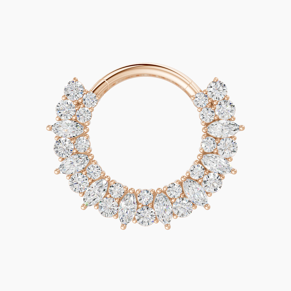 Reina | 18k Rose Gold 9.5 mm Diamond Daith Piercing