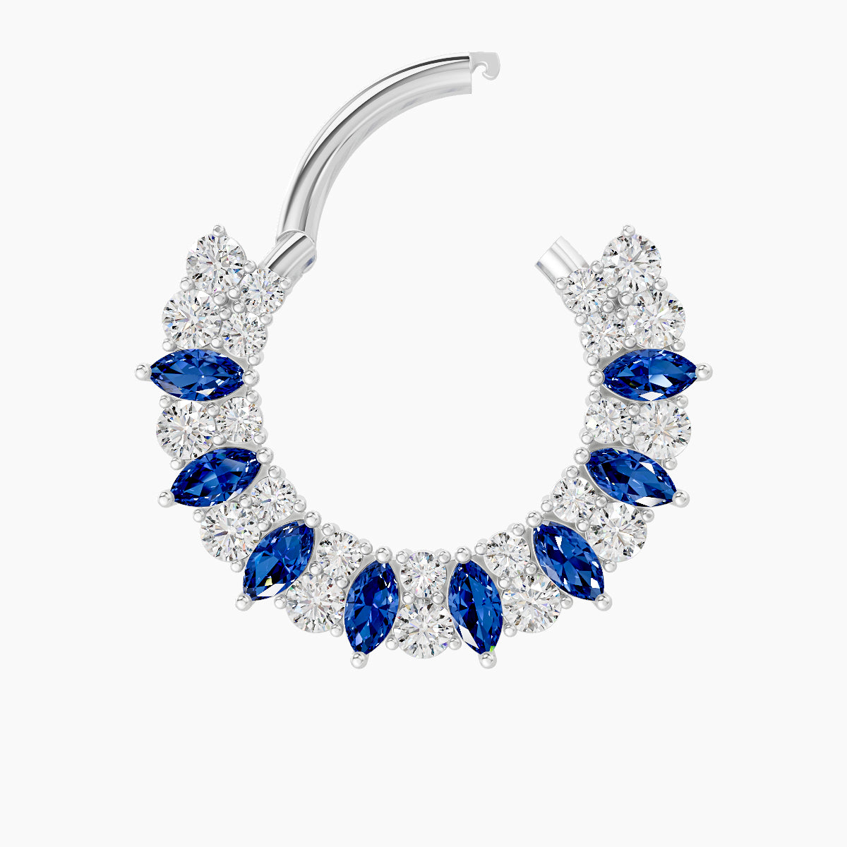 Reina | 18k White Gold 9.5 mm Sapphire & Diamond Daith Piercing