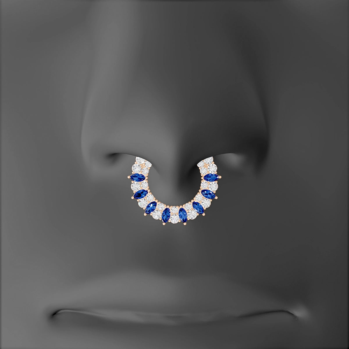 Reina | 18k Rose Gold 9.5 mm Sapphire & Diamond Septum Piercing