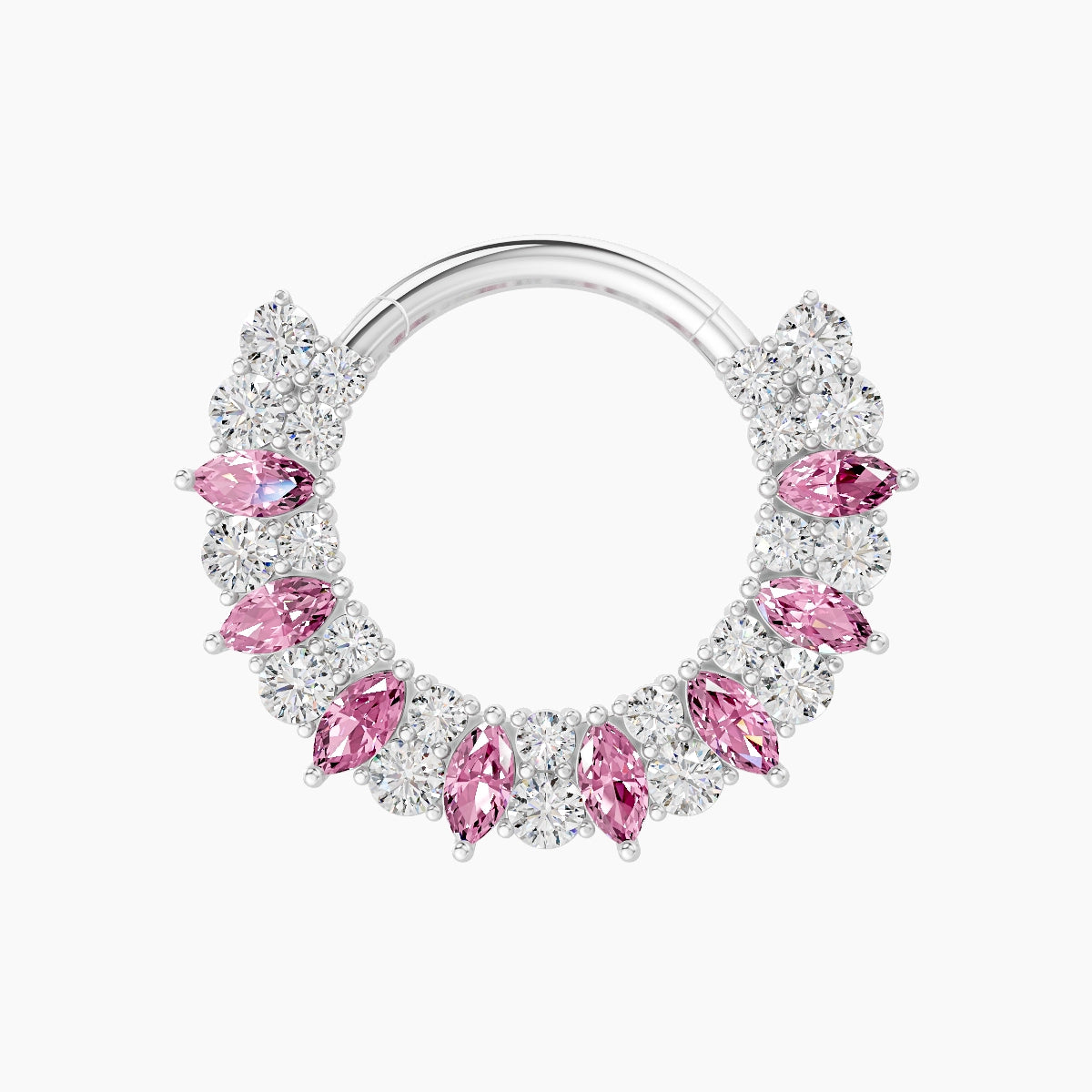 Reina | 18k White Gold 9.5 mm Pink Sapphire & Diamond Septum Piercing