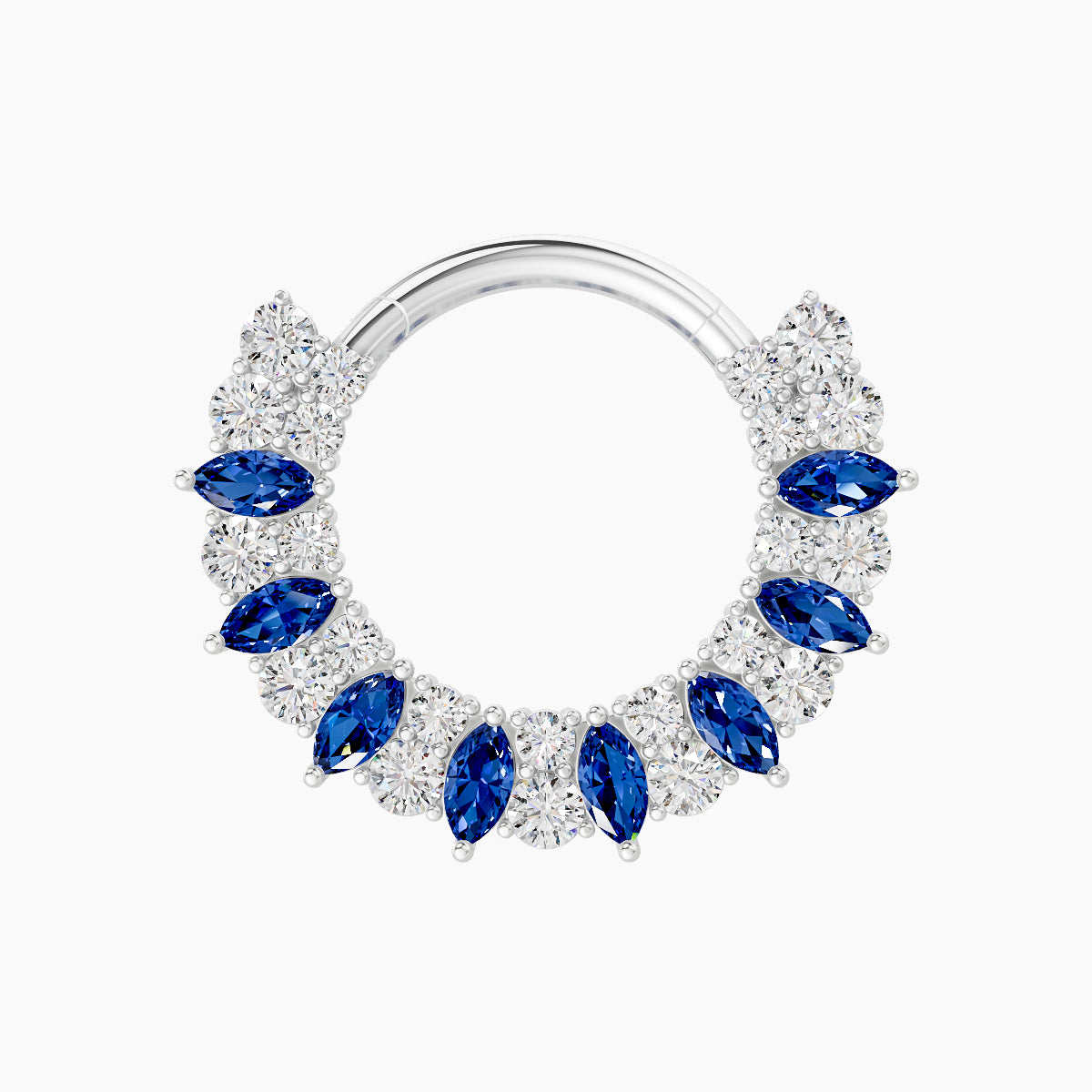 Reina | 18k White Gold 9.5 mm Sapphire & Diamond Septum Piercing