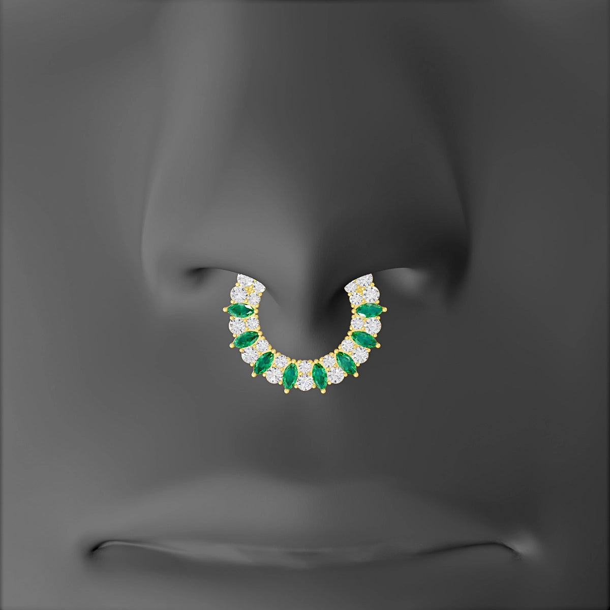 Reina | 18k Yellow Gold 9.5 mm Emerald & Diamond Septum Piercing