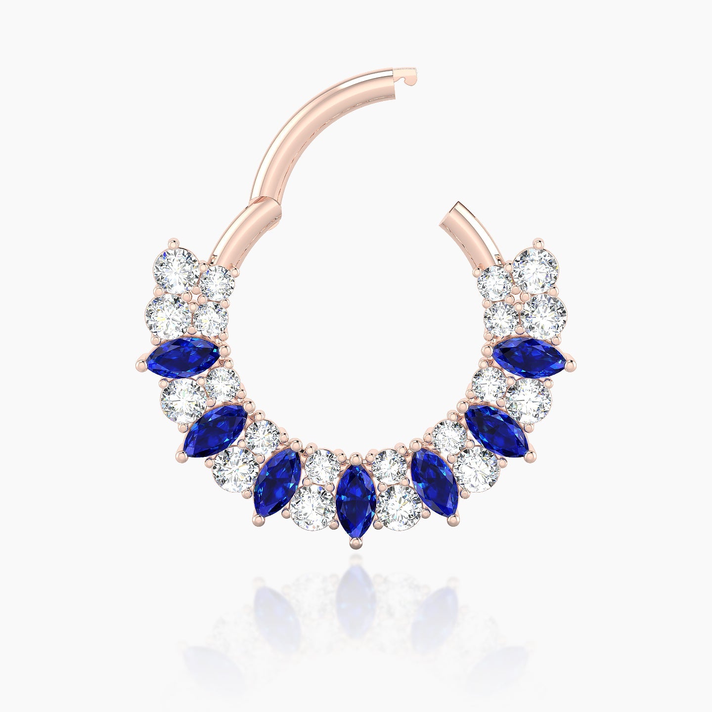 Reina | 18k Rose Gold 9.5 mm Sapphire & Diamond Septum Piercing