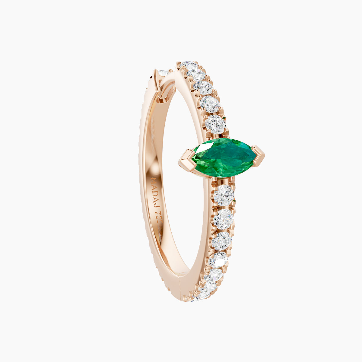 Rhea | 18k Rose Gold 11 mm Emerald & Diamond Hoop Piercing