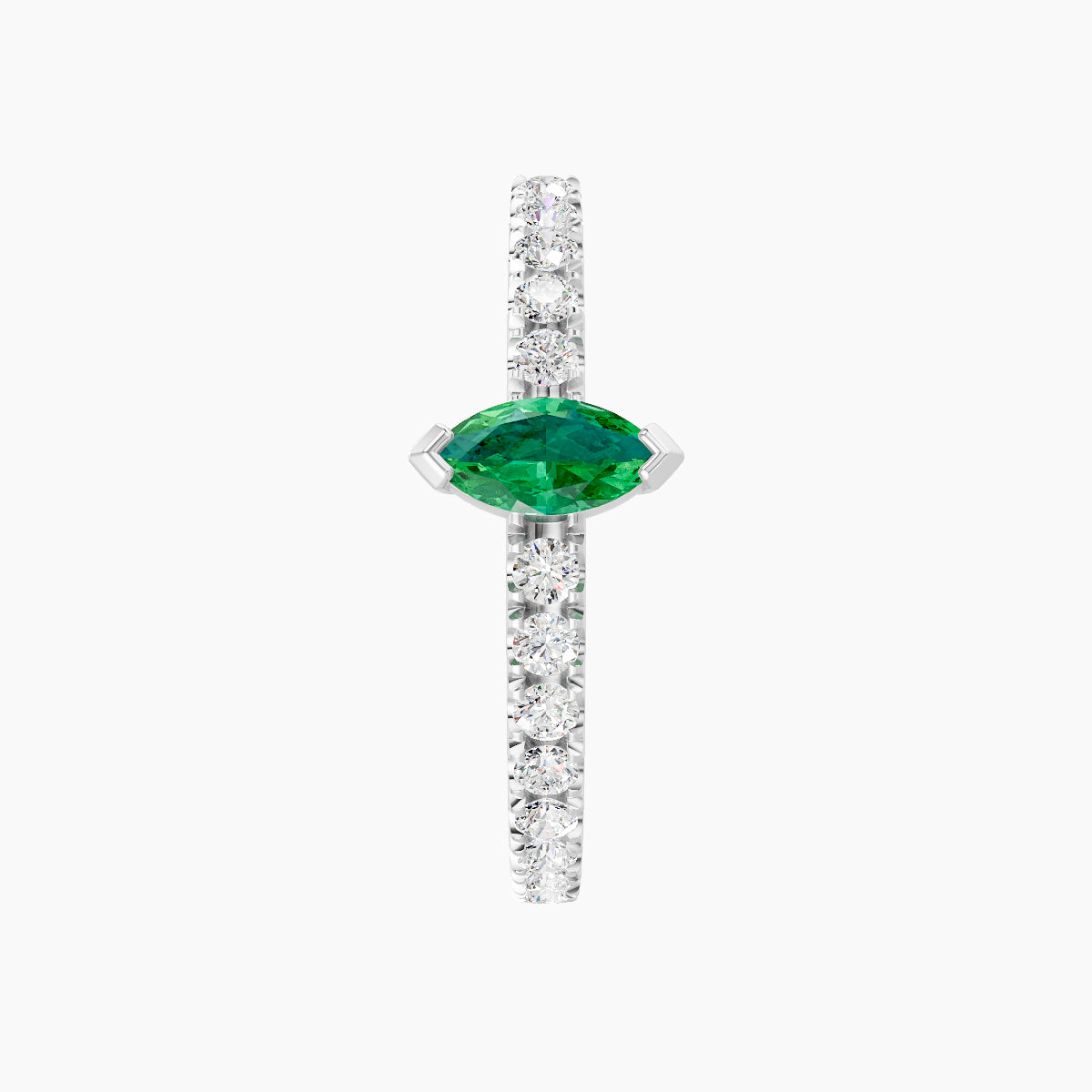 Rhea | 18k White Gold 11 mm Emerald & Diamond Hoop Piercing