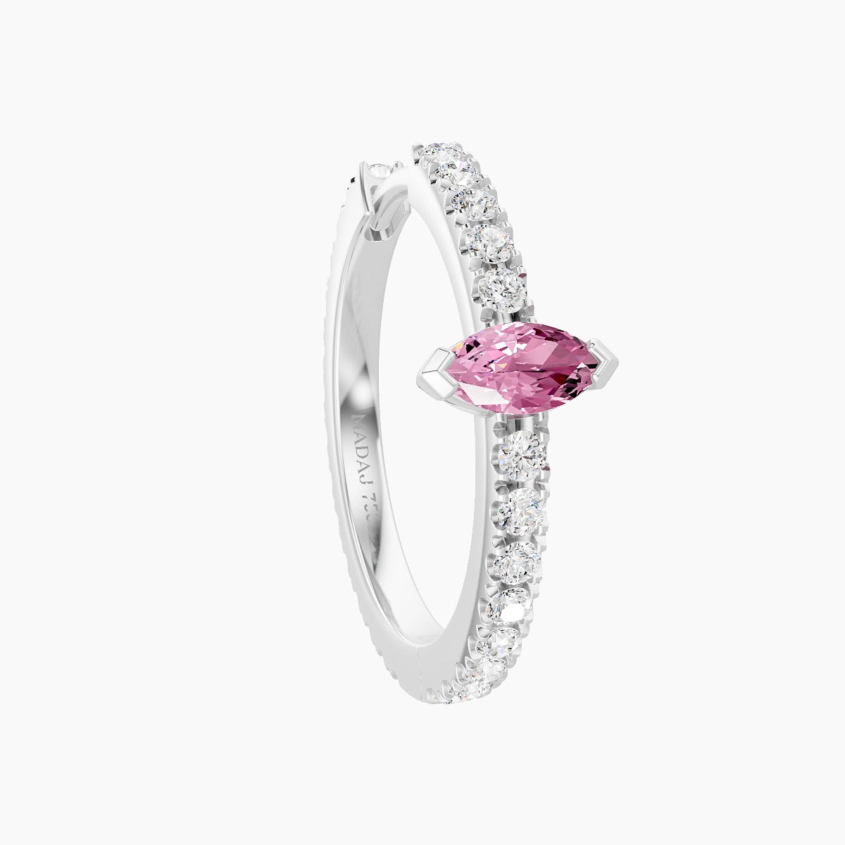 Rhea | 18k White Gold 11 mm Pink Sapphire & Diamond Hoop Piercing