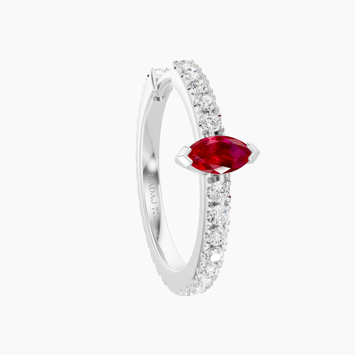 Rhea | 18k White Gold 11 mm Ruby & Diamond Hoop Piercing