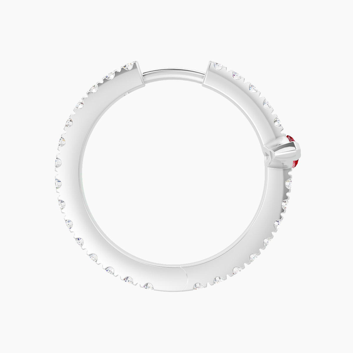 Rhea | 18k White Gold 11 mm Ruby & Diamond Hoop Piercing