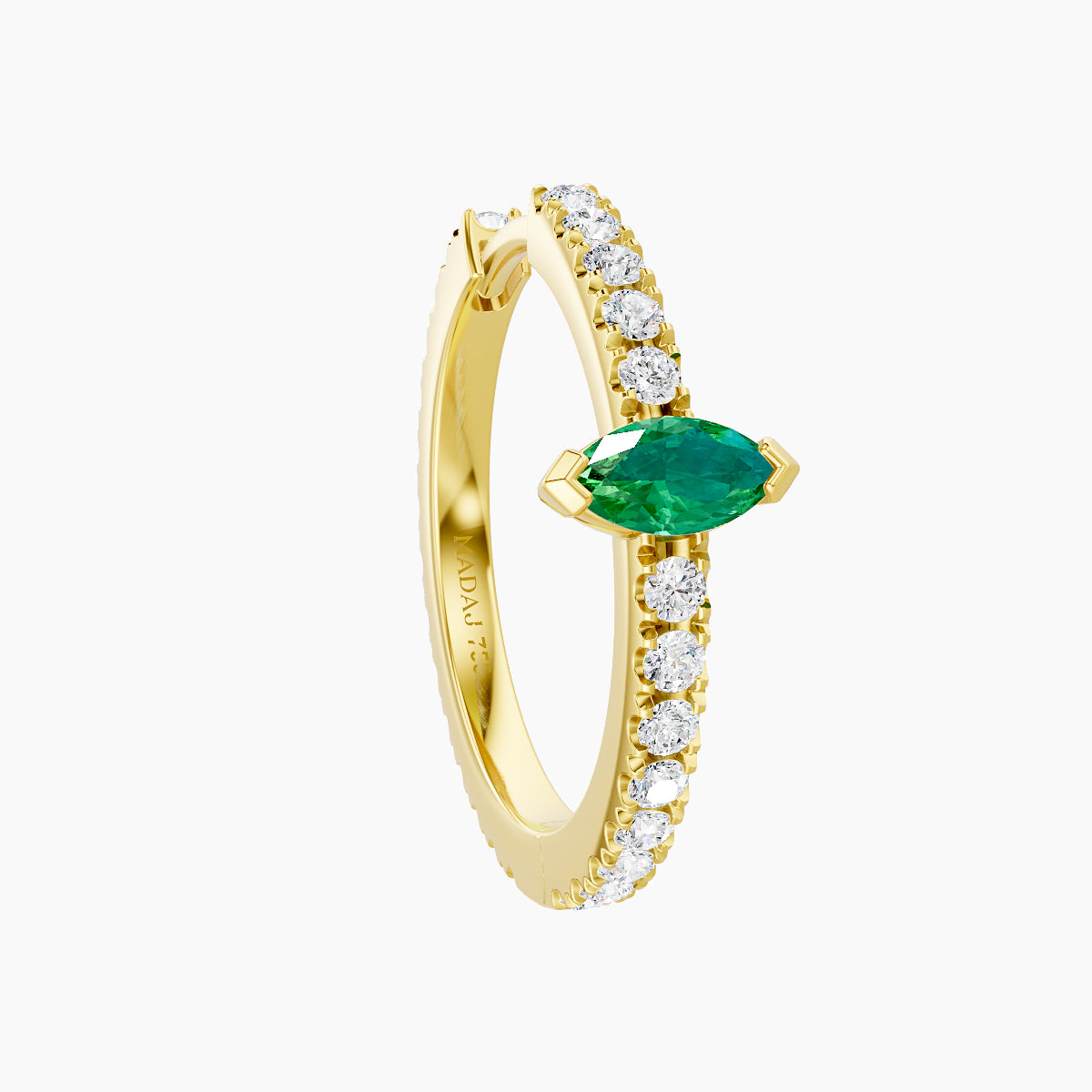 Rhea | 18k Yellow Gold 11 mm Emerald & Diamond Hoop Piercing