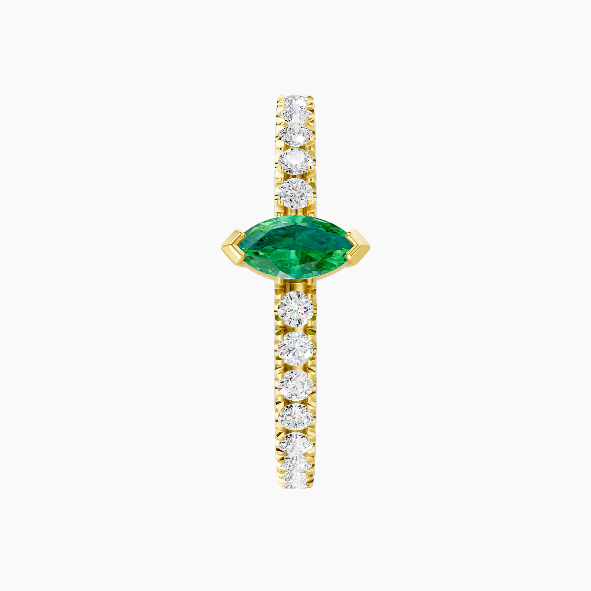 Rhea | 18k Yellow Gold 11 mm Emerald & Diamond Hoop Piercing