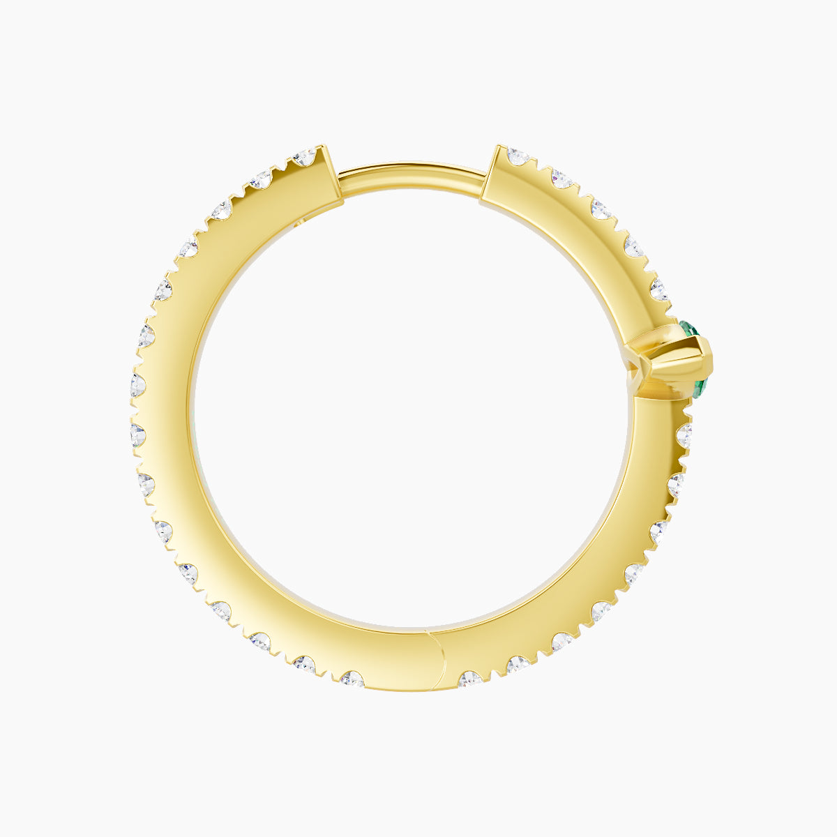 Rhea | 18k Yellow Gold 11 mm Emerald & Diamond Hoop Piercing