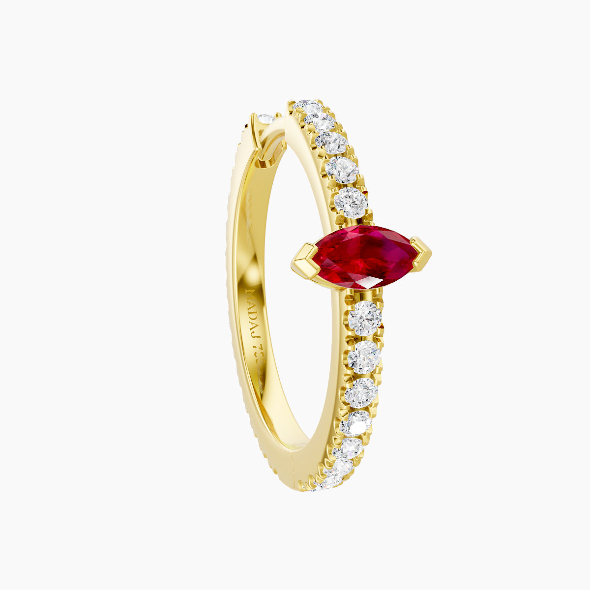 Rhea | 18k Yellow Gold 11 mm Ruby & Diamond Hoop Piercing