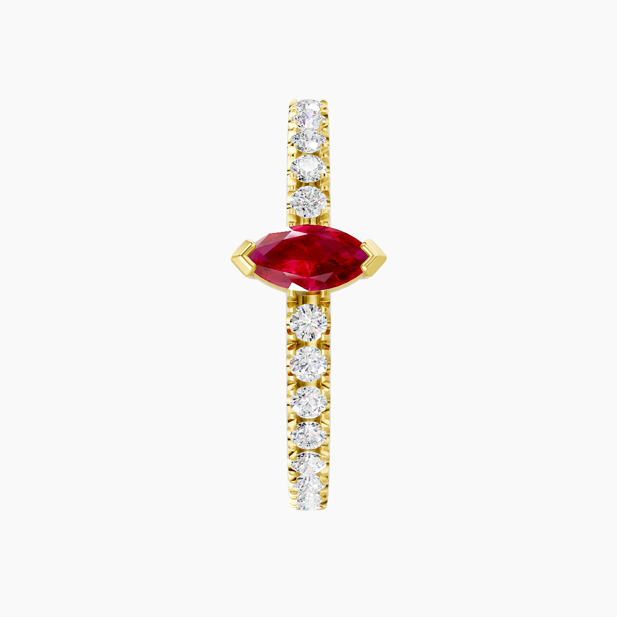 Rhea | 18k Yellow Gold 11 mm Ruby & Diamond Hoop Piercing