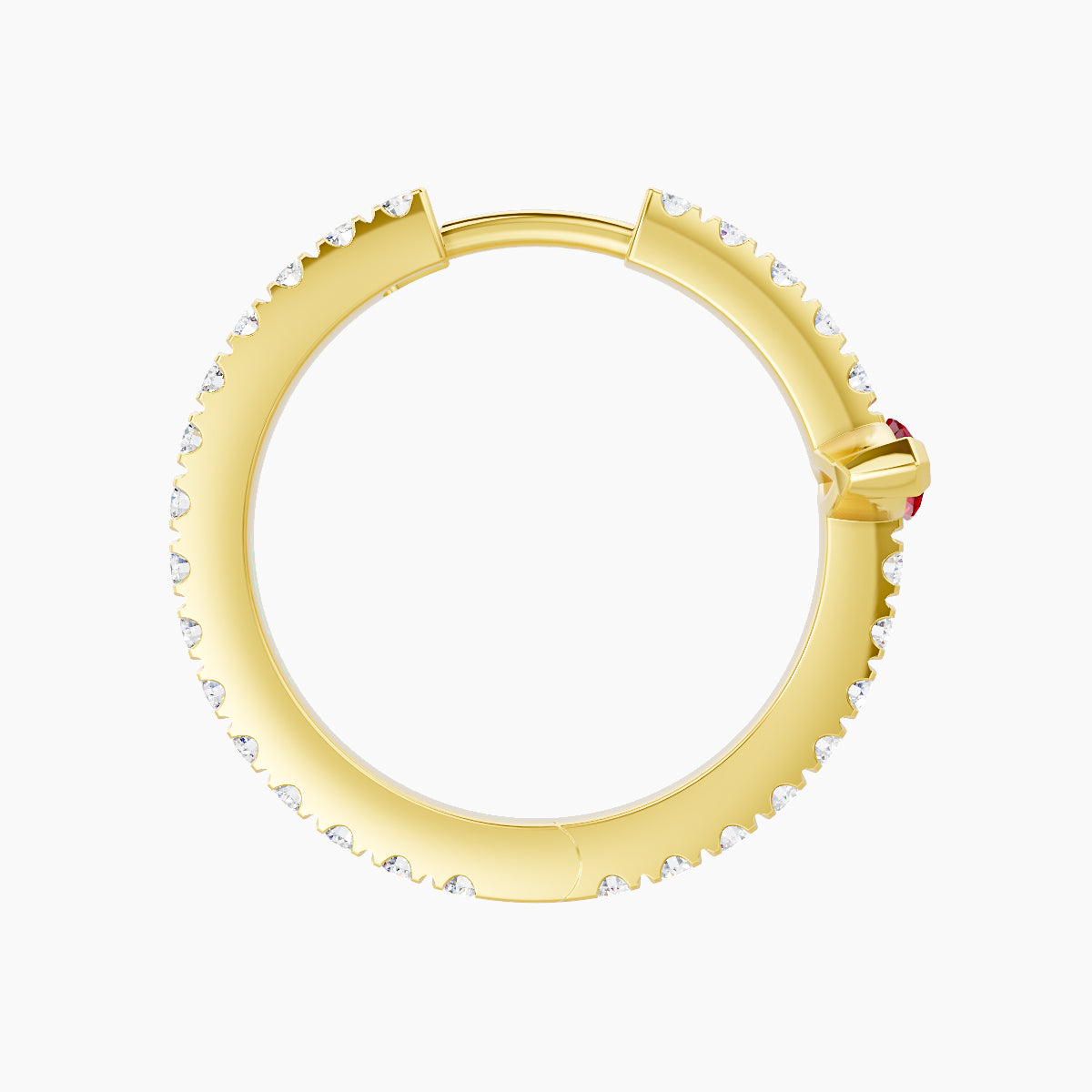 Rhea | 18k Yellow Gold 11 mm Ruby & Diamond Hoop Piercing