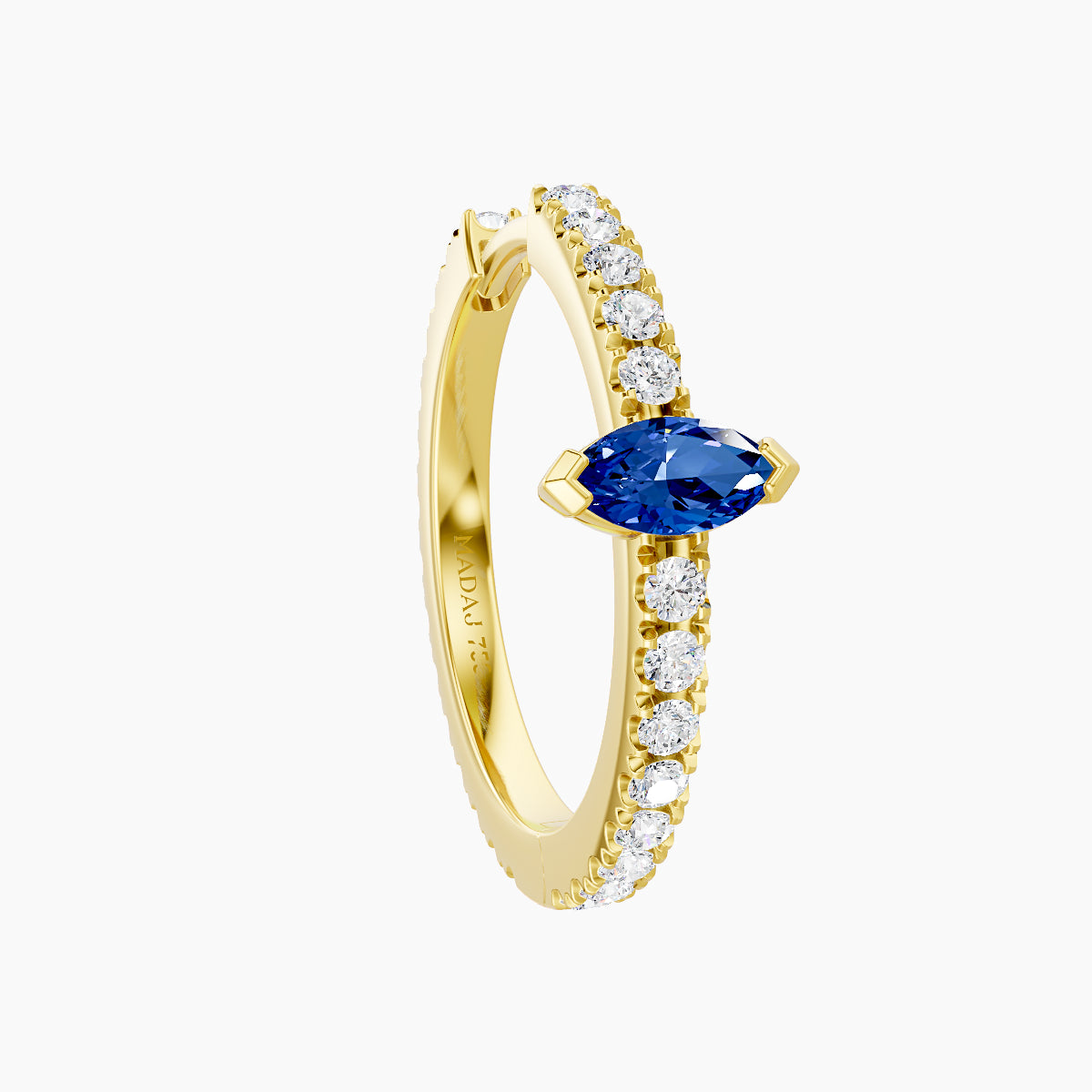 Rhea | 18k Yellow Gold 11 mm Sapphire & Diamond Hoop Piercing